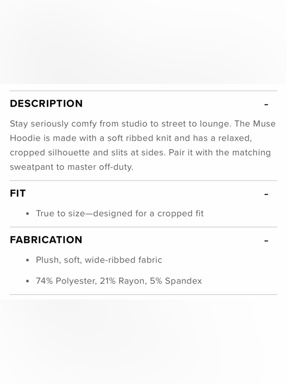 Alo Yoga Muse Hoodie Ivory Ribbed Cropped Pullover Size XS Cozy Lounge - Picture 6 of 7